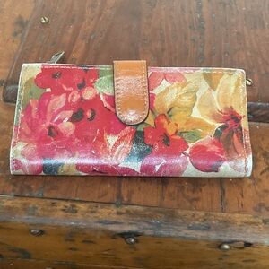 Patricia Nash Red and Tan Floral Wallet